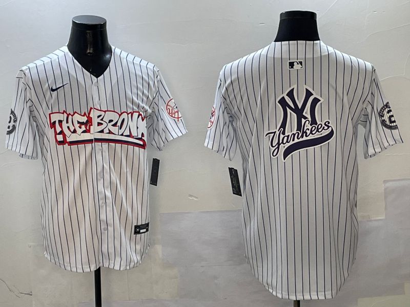 Men New York Yankees Blank White Stripe four generations Joint Name 2025 Nike MLB Jersey style 20->new york yankees->MLB Jersey